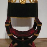 Throne in oak with carved and gilded limewood top for a production of 'Richard III'