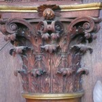 Restored early-18th-century capitol on door frame at Moor Park house, Rickmansworth, Hertfordshire