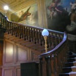 Restored early-18th-century staircase and panelling at Moor Park house, Rickmansworth, Hertfordshire