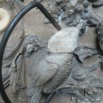 2 roughed out birds head glued on